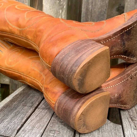 Sold FRYE True Vintage Campus Swirl Embroidery Zippered Tall Knee High Boots 7.5 - Picture 12 of 15